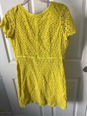 Yellow Lace Short Sleeve Dress - Bright Floral Crochet